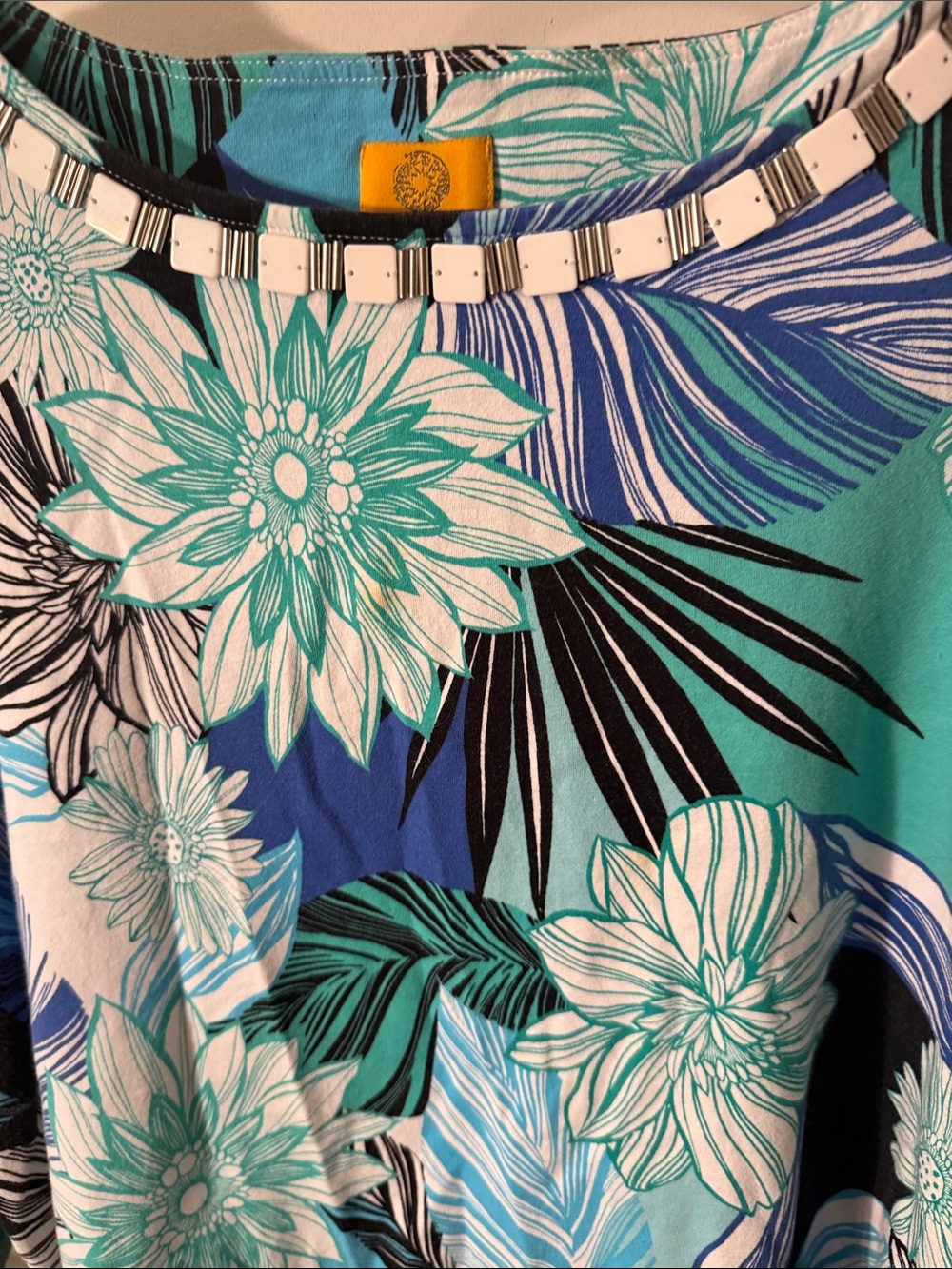 Ruby Rd. Tropical Floral Boatneck Tunic - Teal & Blue Excellent Condition. 2X - Picture 5 of 8
